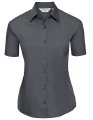 Dames blouse korte mouw Poplin Russell R-935F-0 convoy grey